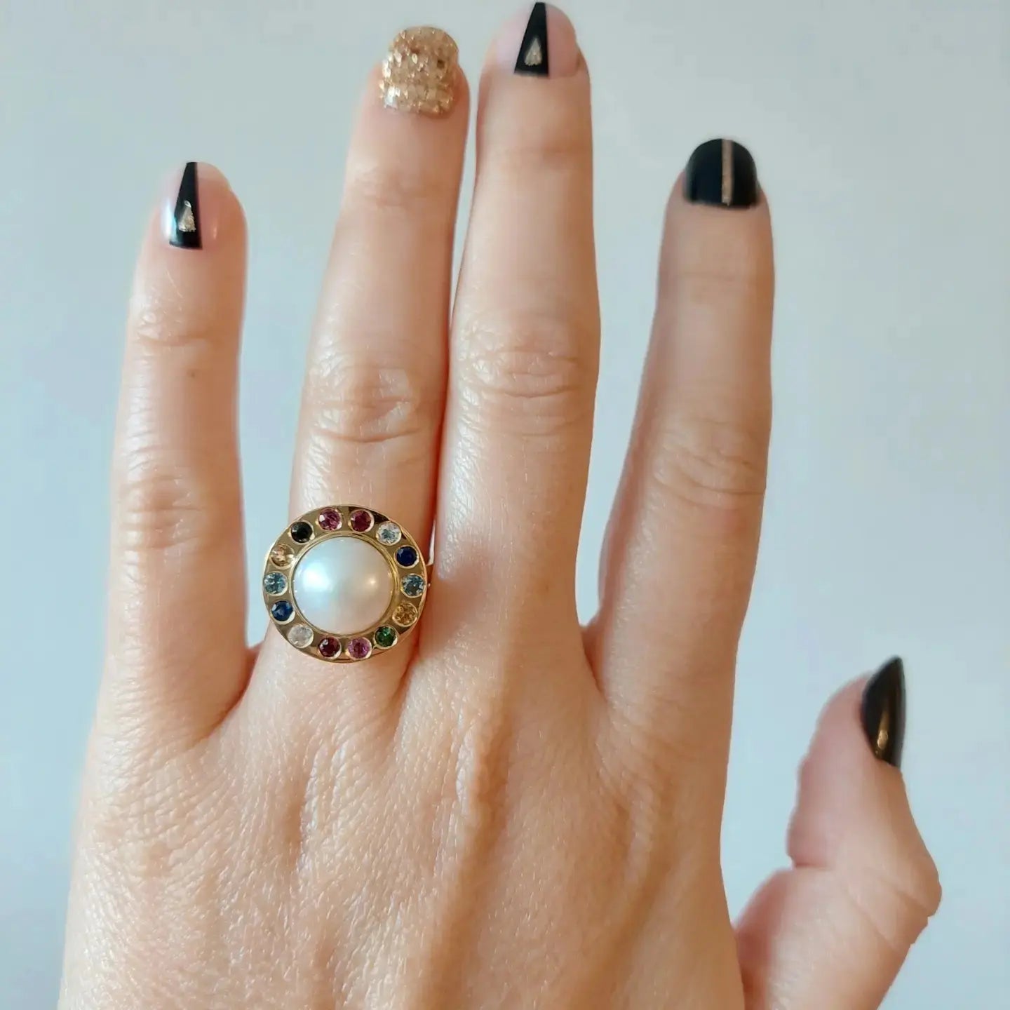 Anillo Perla Flora Oro