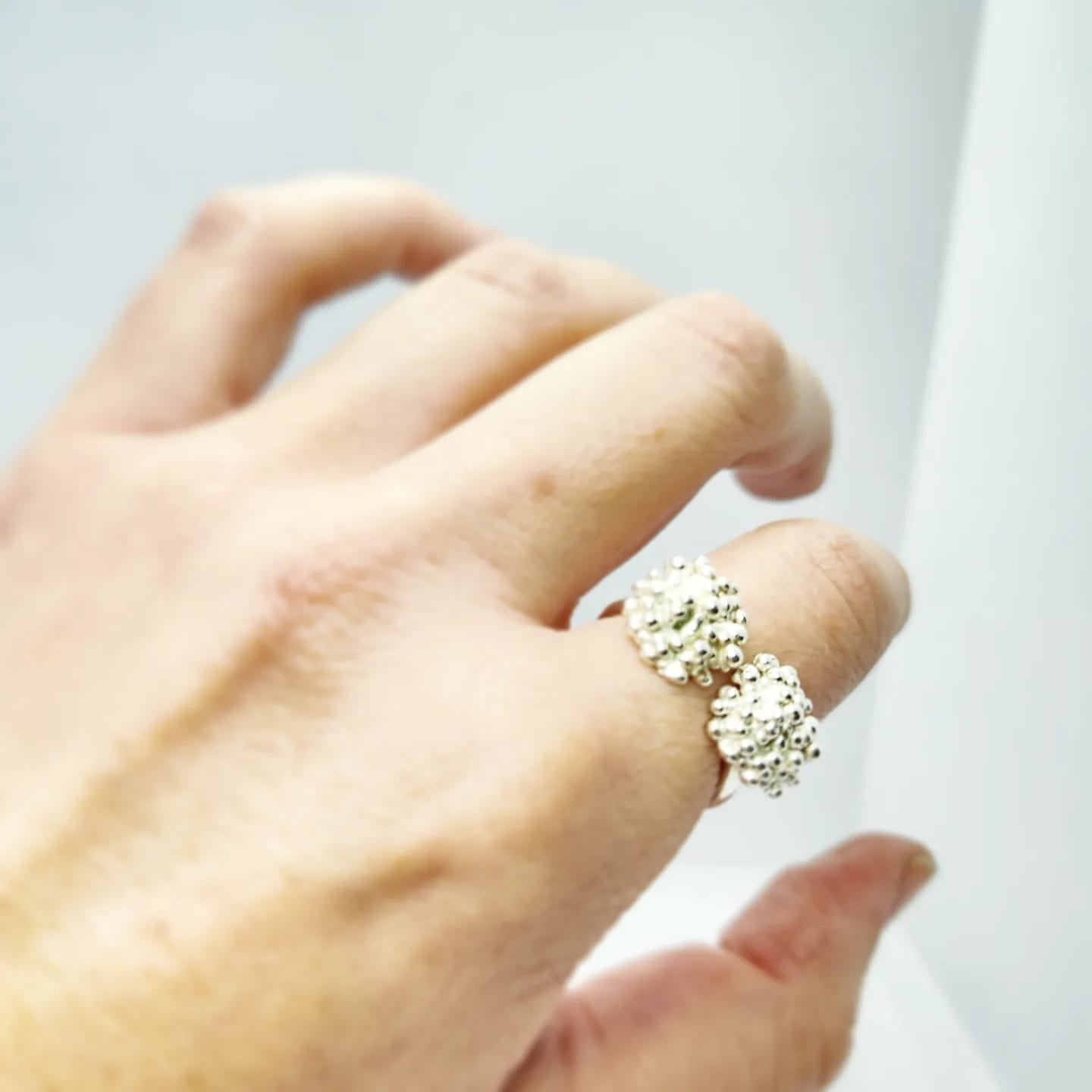 Anillo Racimo Doble Plata