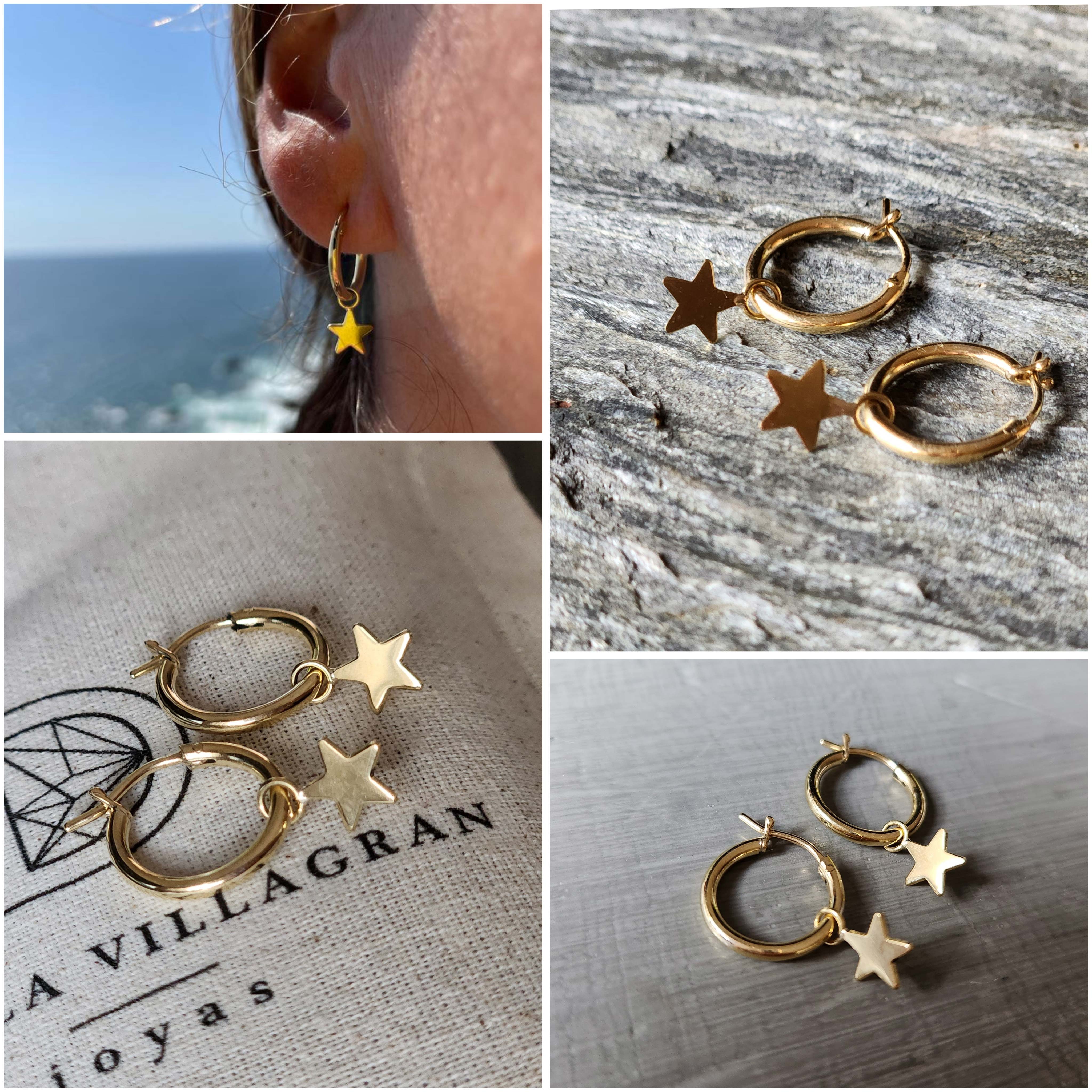 Aros Estrella Hoops Oro