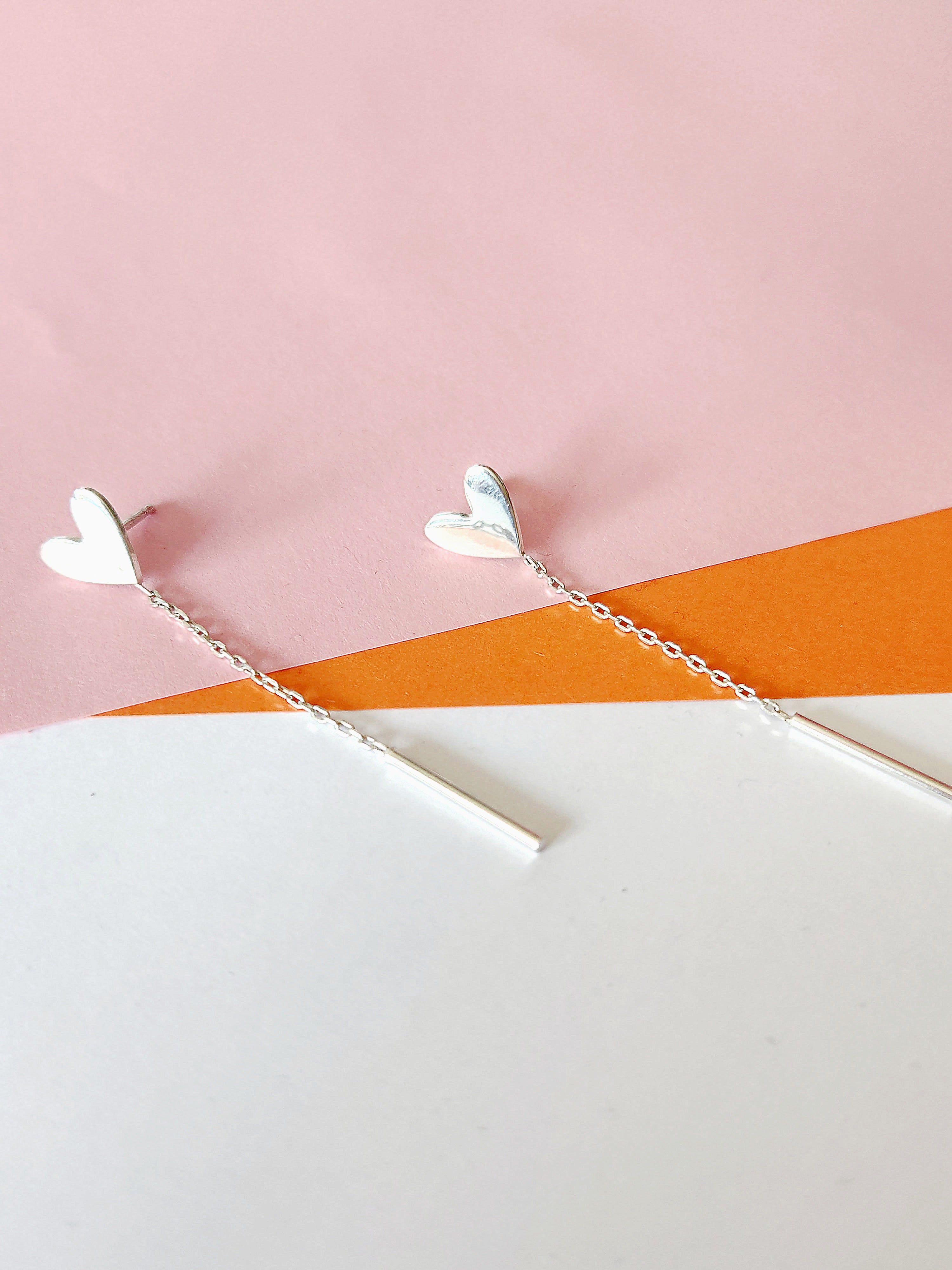 Aros corazón Cadena Plata