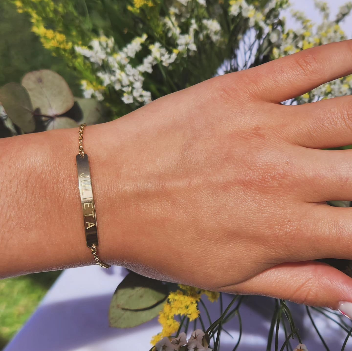 Pulsera Piocha Nombre Oro