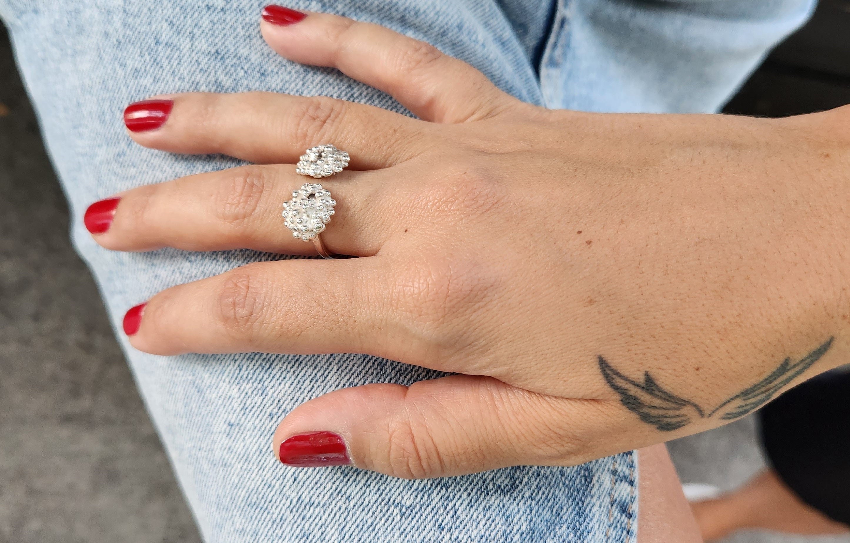 Anillo Racimo Doble Plata