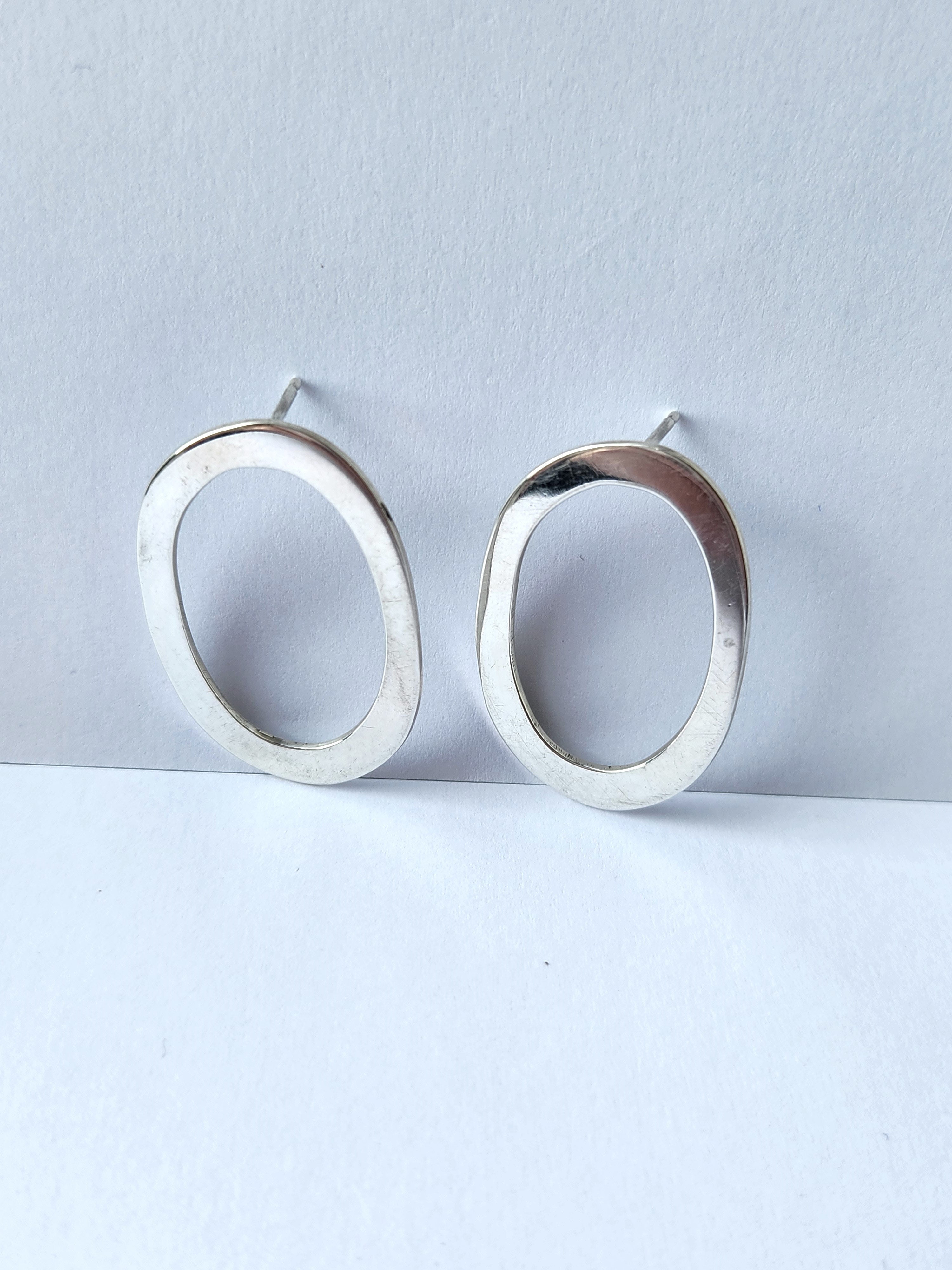 Aros Oval Calados Plata