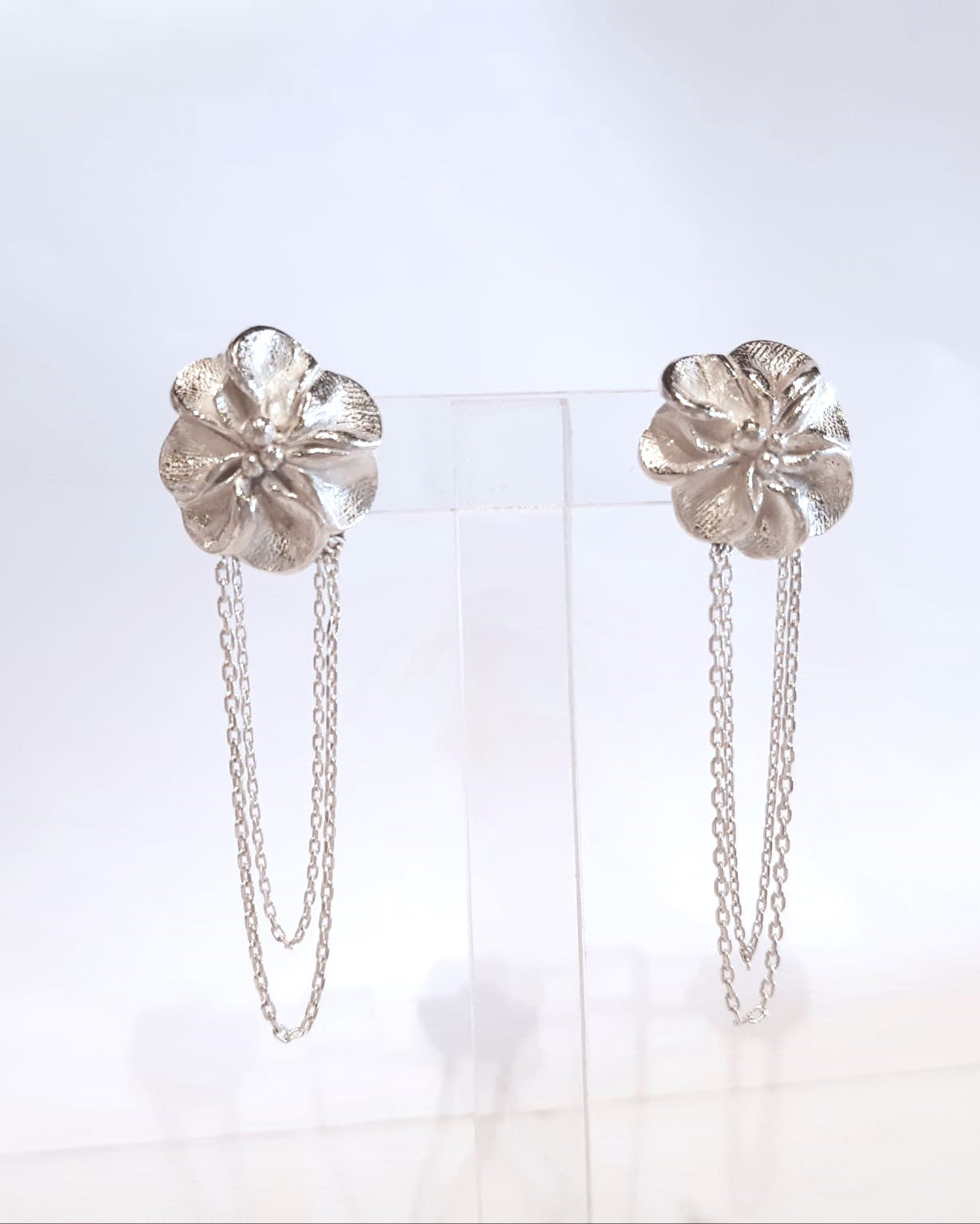 Aros Flor Cadena Plata