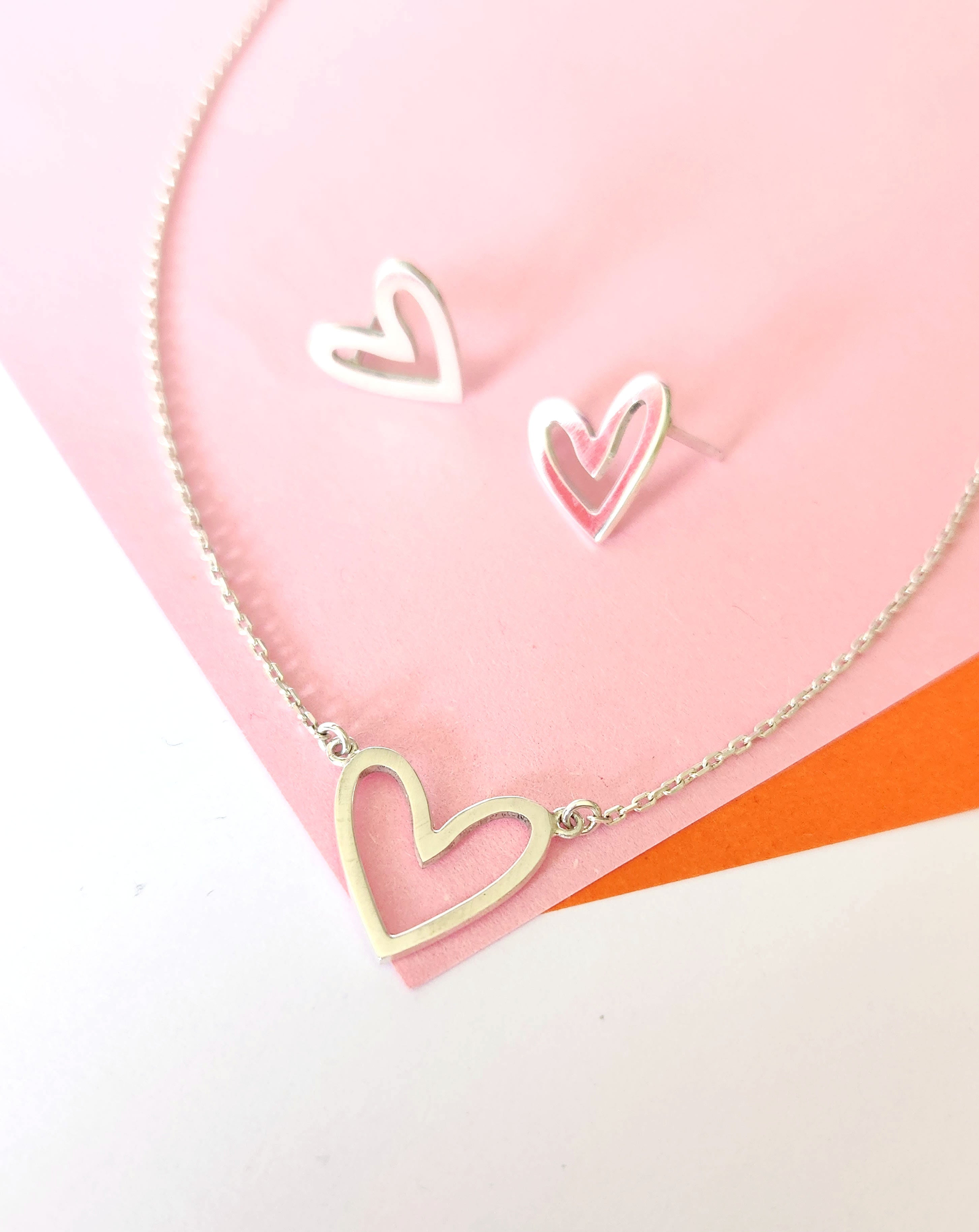 Collar Corazón Calado Plata