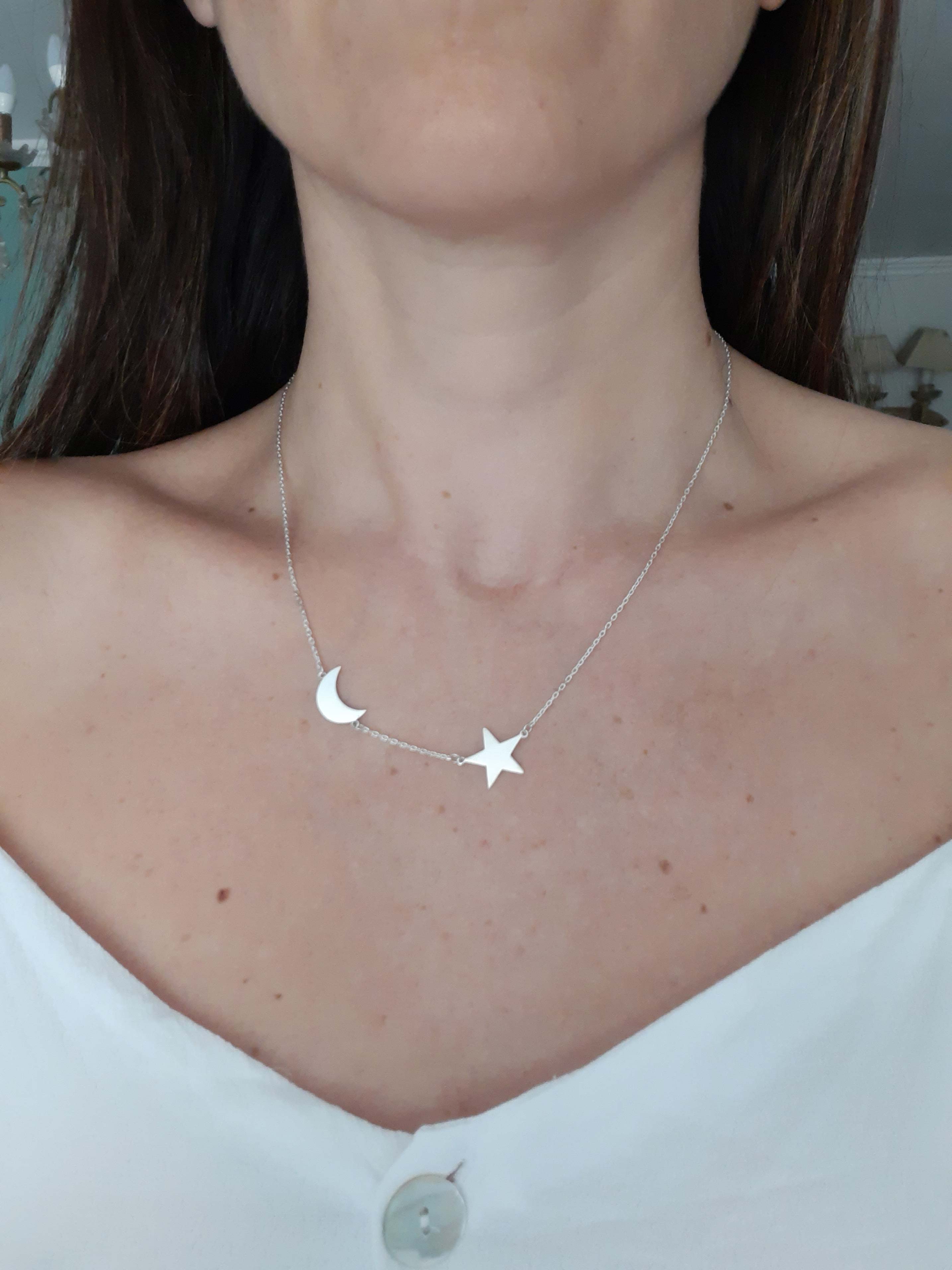 Collar Estrella Luna Plata