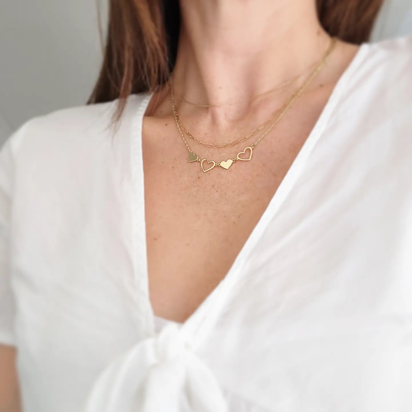 Collar Corazones Oro