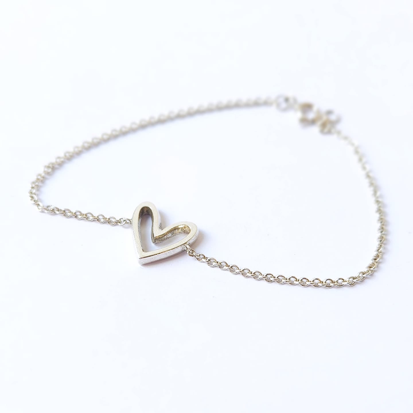 Pulsera Corazón Calado Plata